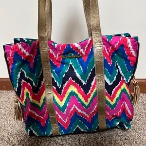 Lilly Pulitzer rainbow chevron tote bag